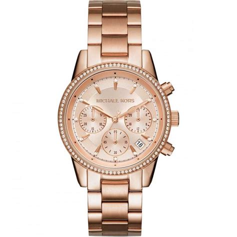 michael kors ritz rose gold plated crystal chronograph ladies watch|Michael Kors Ladies Ritz Rose Gold Plated Chronograph Watch .